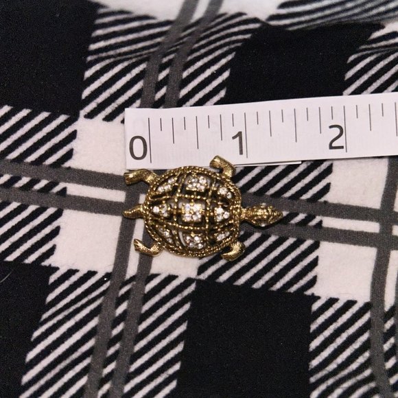 Rhinestone Turtle Aquatic Sea Brooch Unsigned - Picture 1 of 3
